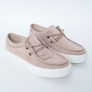 Soda Womens Faux Suede Platform Slip On Sneakers Size 6 Beige Cushioned Sole